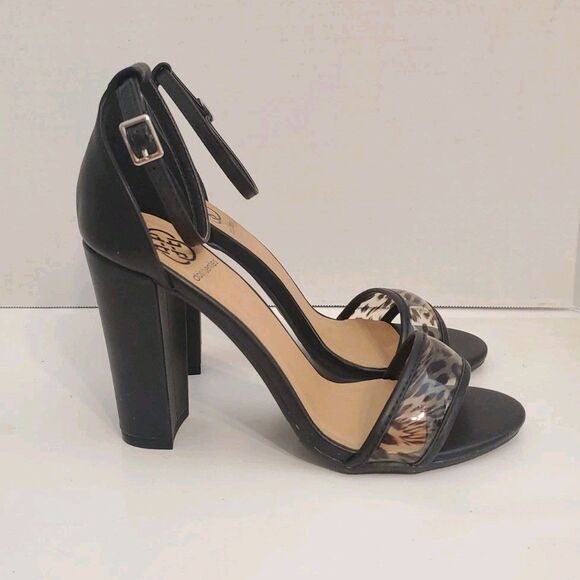 Rare Daisy Fuentes Rosaline Heels DF202418 Black Tortoise Size 8M EUC In Box - Picture 2 of 9